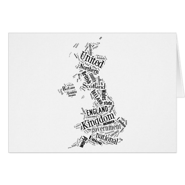 Cartão Reino Unido em Tagxedo (Frente Horizontal)