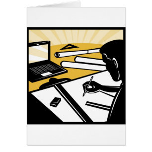 Cartão relator arquitectónico no arquiteto de esboço do