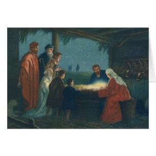 Cartão Religião Vintage, Adoração dos Pastores