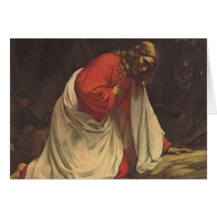 Cartão Religião Vintage Jesus Cristo Jardim de Getsêmani