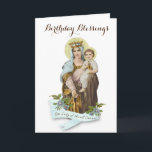 Cartão Religião Vintage Virgem Mãe Maria Monte Carmel<br><div class="desc">Lindo personagem desenhado pela imagem religiosa vintage da Mãe Abençoada,  Nossa Senhora do Monte Carmel com Jesus e o Scapular com flores e fita.  O dentro também tem uma linda imagem de Nossa Senhora do Monte Carmel. Todo o texto e as fontes podem ser modificados.</div>