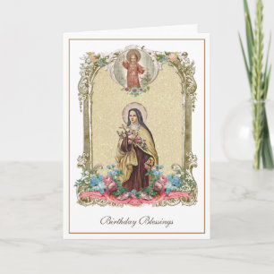 Cartão Religiosa Irmã Católica St. Therese Floral