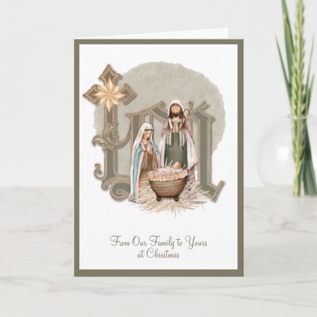 Cartão Religioso do Natal Virgem Maria Menino Jesu (Frente)