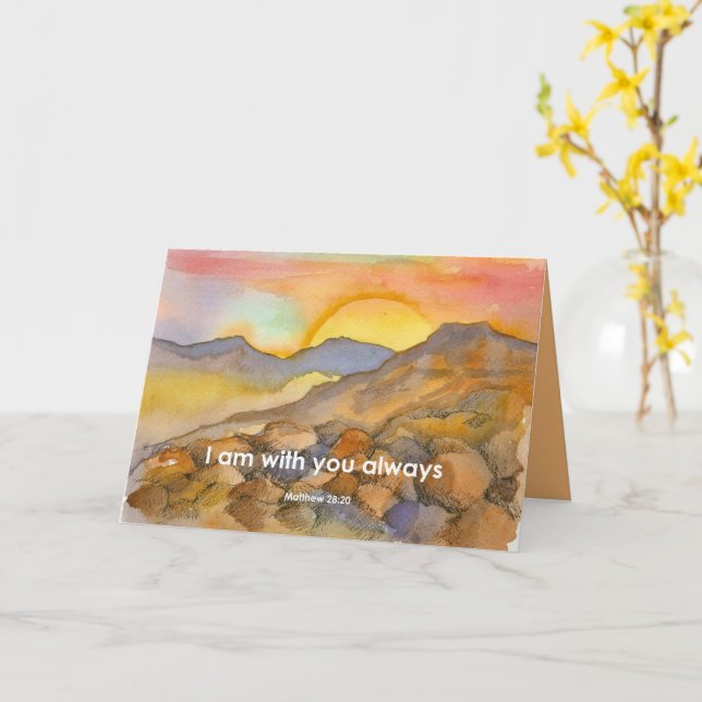 Cartão Religioso Estou Com Você Sempre Escritura Matthew (Flor Amarela)