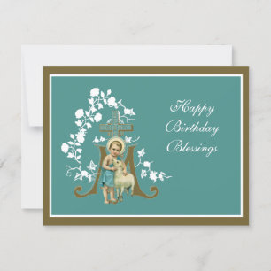 Cartão Religioso Jesus Lamb Floral Elegante