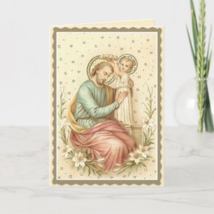 Cartão Religioso Vintage Jesus Coroando St. José