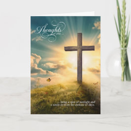 Cartão Religious Christian Cross on Hill Thinking of You