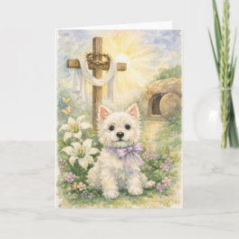 Cartão Religious Easter Westie Watercolor Card