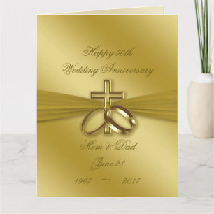 Cartão Religious Golden 50th Wedding Anniversary 8.5 x 11