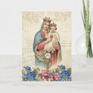 Cartão Religious Mothers Day Virgin Mary Jesus Eucharist
