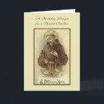 Cartão Religious St. Francis Catholic Brother Birthday<br><div class="desc">Featuring a beautiful birthday card with a traditional Catholic religious image of St. Francis of Assisi adoring the Crucifix. All text and fonts can be modified for any special occasion or person.</div>