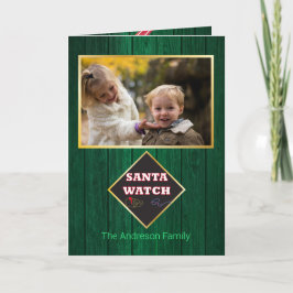 Cartão Relógio de Natal Papai Noel Celeiro Madeira Famíli