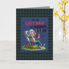 Cartão Relógio Preto Antigo Tartã Escocês Humorístico 