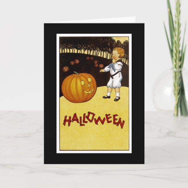 Cartão Remendo o'Lantern o Dia das Bruxas da abóbora de (Frente)