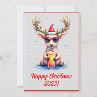 Cartão Rena de Natal Digital Personalizada Coquetel Natal