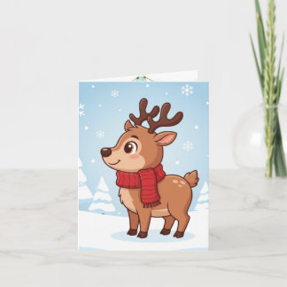Cartão Rena de Natal Fofa