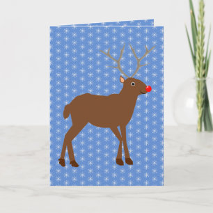 Cartão Rena de Natal Fofa com Nariz Vermelho Personalizad