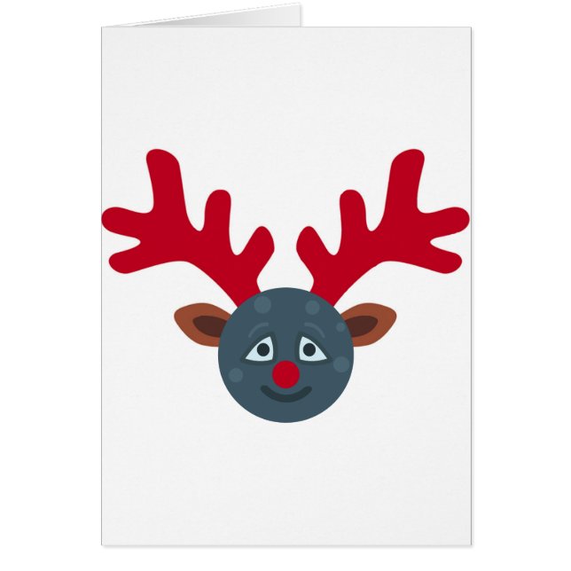 Cartão rena lua emoji de natal (Frente)