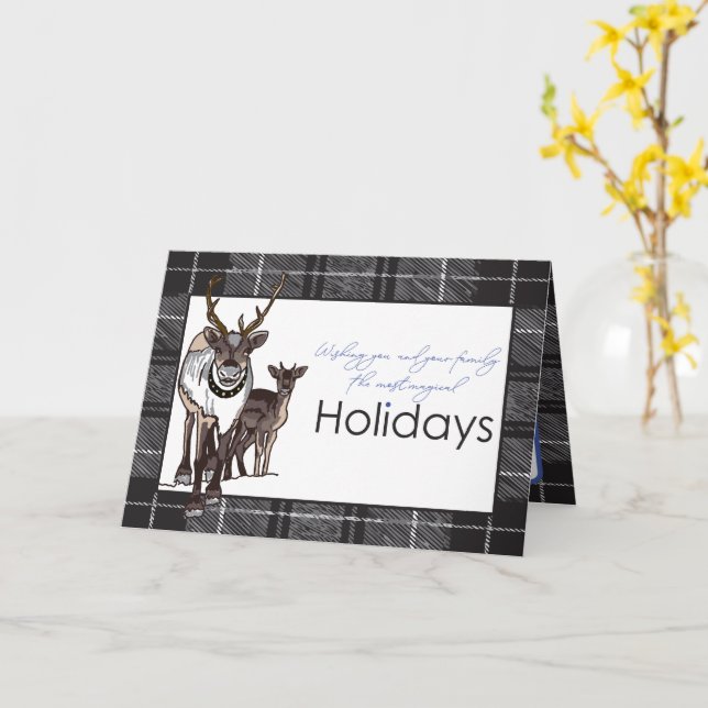 Cartão Rena Personalizada Natal Férias Mágico  (Flor Amarela)
