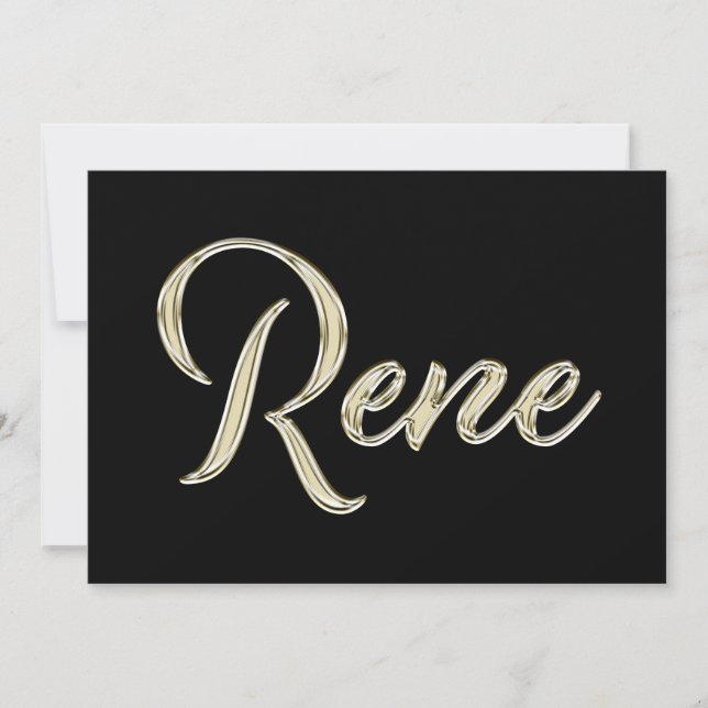 Cartão Rene Name white gold Handwriting Karte (Frente)