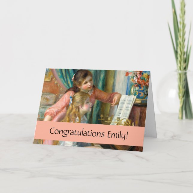 Cartão Renoir Girls no Piano Impressionismo Pintura (Frente)