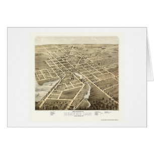 Cartão Represa do castor, mapa panorâmico dos WI - 1867