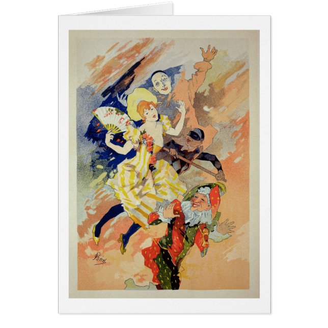 Cartão Reprodução de um poster para uma pantomima, 1891 (Frente)