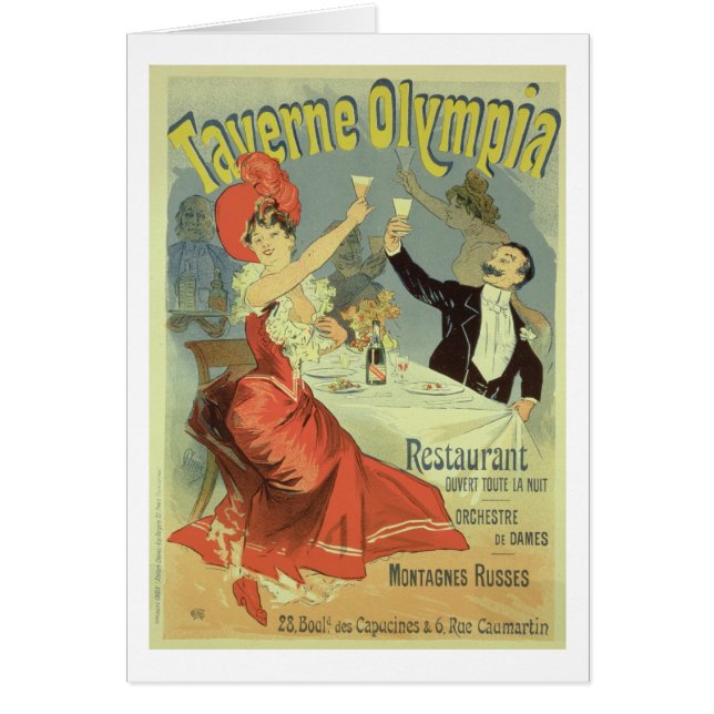 Cartão Reprodução de uma propaganda de poster 'o Taverne (Frente)