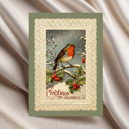 Cartão Reprodução Robin Vintage de Benção de Natal