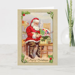 Cartão Reprodução Vintage de Papais noeis de Natal