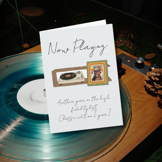 Cartão Reprodutor de Vinil Retro Foto Personalizada (Criador carregado)