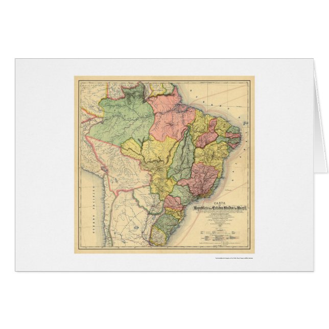 Cartão República do mapa 1892 de Brasil (Frente Horizontal)