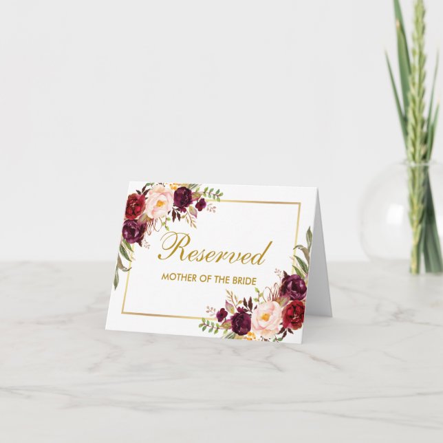 Cartão Reservado Adicionar sua Placa de Casamento de Text (Frente)