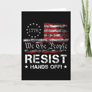 Cartão Resist Hands Off Vintage Nós O Povo Bandeira Ameri