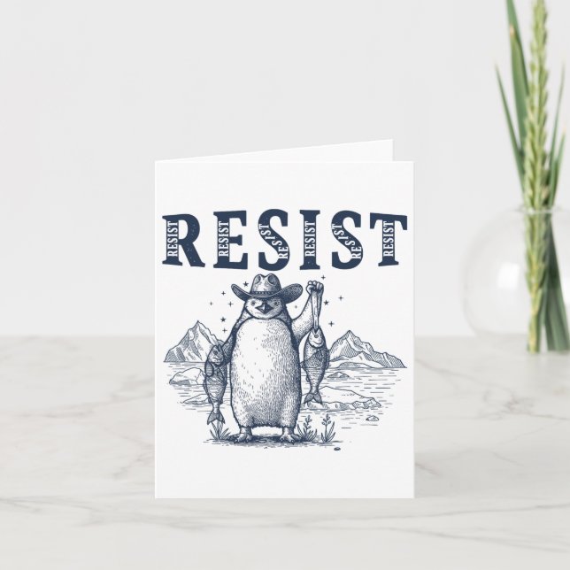 Cartão Resistência ao ativismo dos pinguins (Frente)