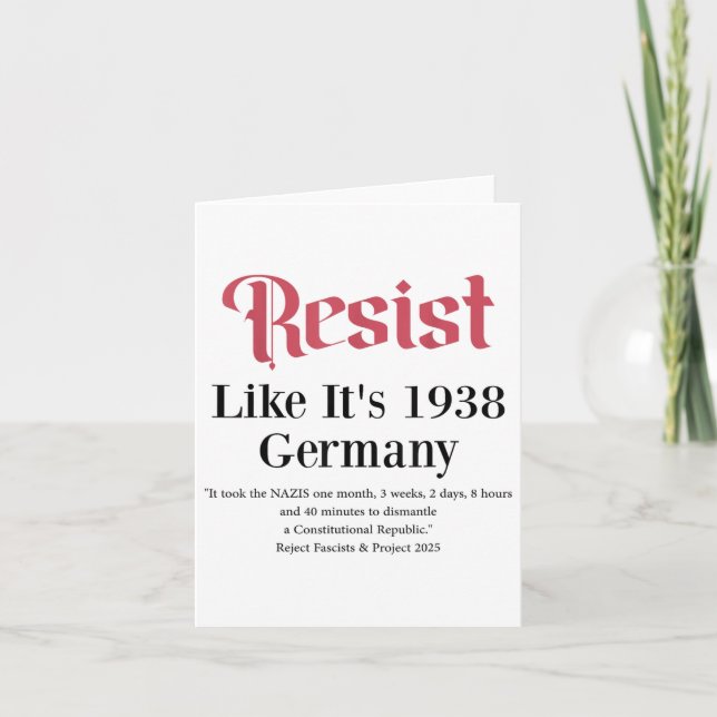 Cartão Resistir Como Sua Alemanha De 1938 (Frente)