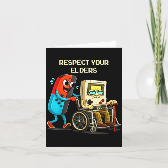 Cartão Respect Your Elders Funny Retro Gaming  (Frente)