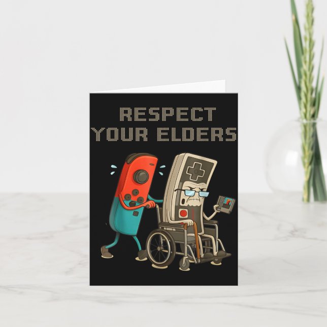 Cartão Respect Your Elders Funny Retro Gaming Clic Consol (Frente)