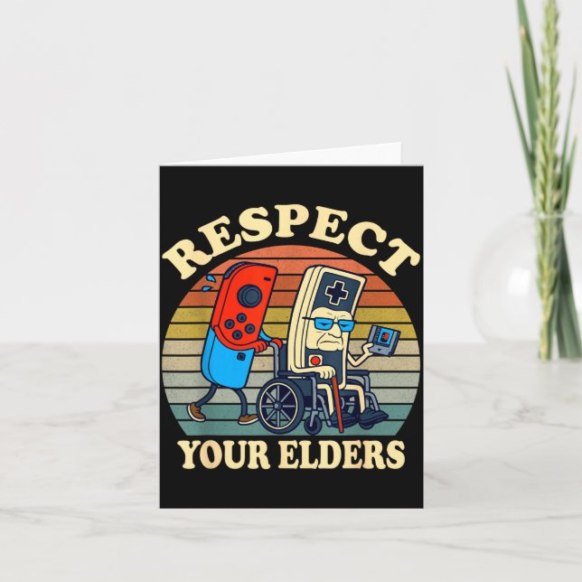 Cartão Respect Your Elders Gaming Control 80s Retro Funny (Frente)