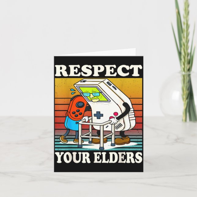Cartão Respect Your Elders Gaming Control 80s Retro Funny (Frente)