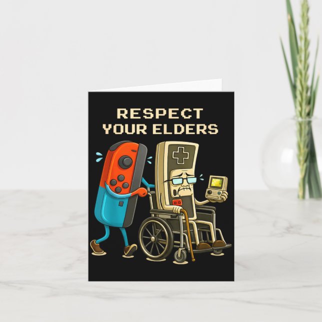 Cartão Respect Your Elders Gaming Control Retro Funny Gam (Frente)