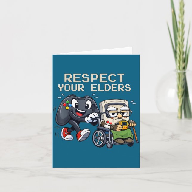Cartão Respect Your Elders Gaming Control Retro Funny Gam (Frente)