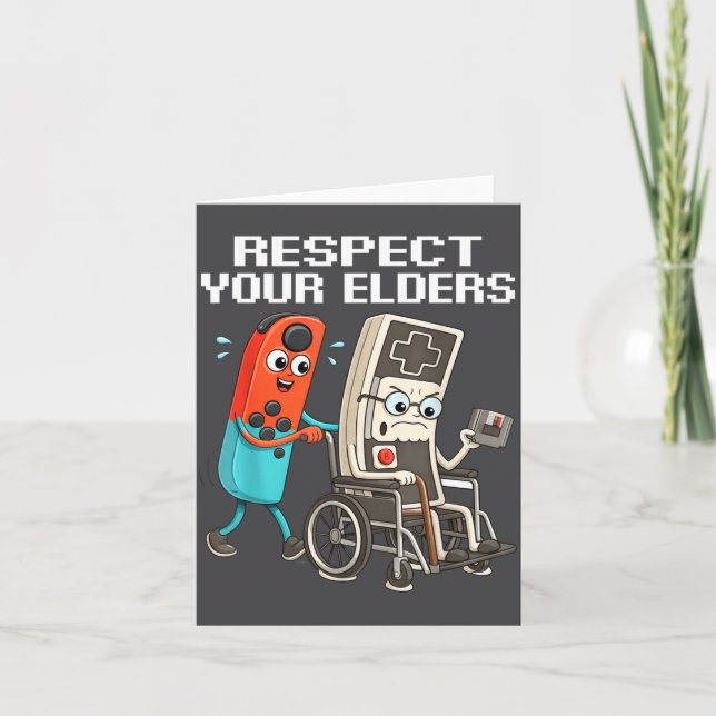 Cartão Respect Your Elders Retro Gaming Funny Controller  (Frente)