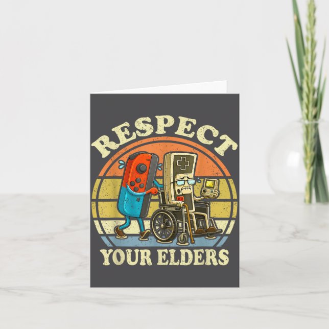 Cartão Respect Your Elders Retro Gaming Funny Controller  (Frente)