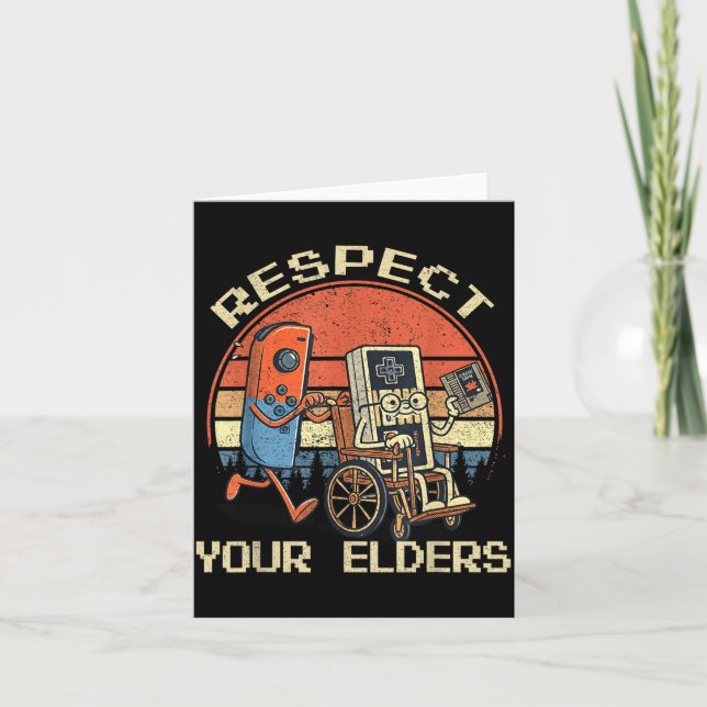 Cartão Respect Your Elders Retro Gaming Funny Gamer Contr (Frente)