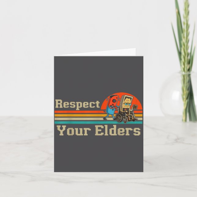 Cartão Respect Your Elders Retro Gaming Funny Gamer Contr (Frente)
