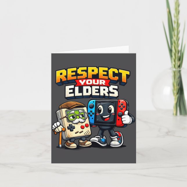Cartão Respect Your Elders Retro Gaming Funny Gamer Contr (Frente)