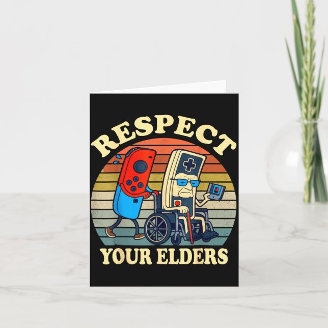 Cartão Respect Your Elders Retro Gaming Funny Gamer Contr (Frente)