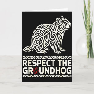 Cartão Respeite o Símbolo Tribal do Dia do Groundhog