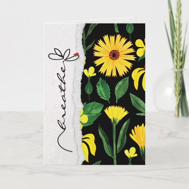 Cartão respirar flor da amizade com inseto de senhora (Frente)